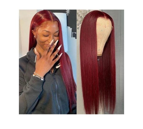 Perruque couleur vin rouge