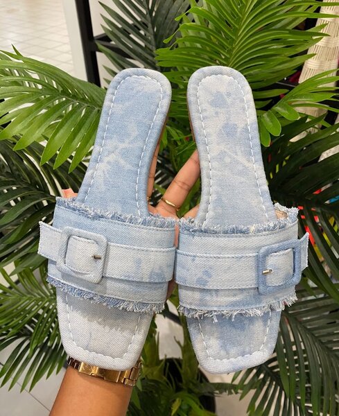 Zara denim flat sandals