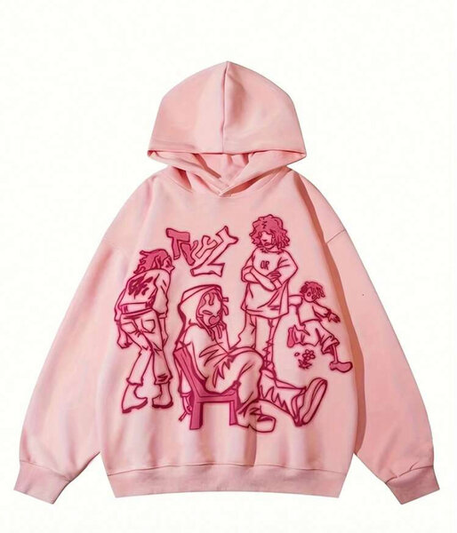 Sweat à capuche graphique rose