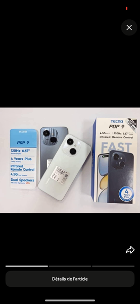 Smartphone Tecno Pop 9 128Go