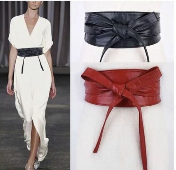 Women's Faux Leather Obi Belt