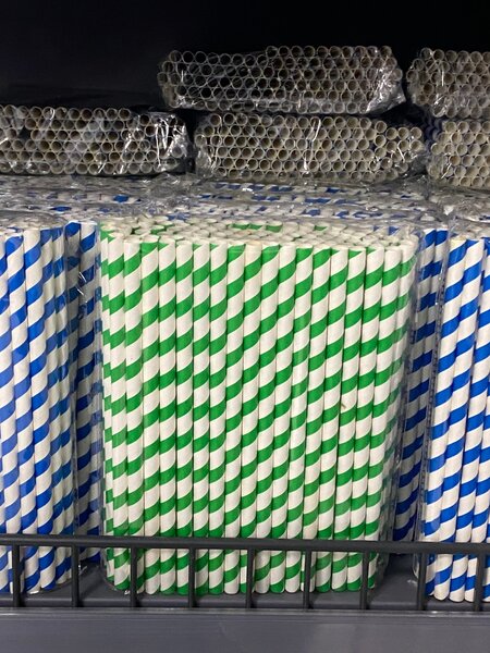 100 Pailles rayées colorées