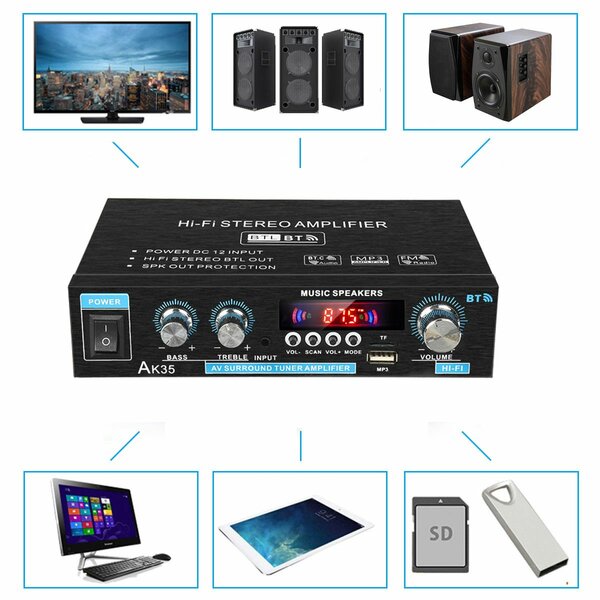 Hifi stereo amplifier with Bluetooth and fm