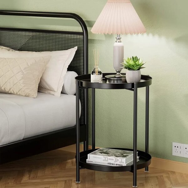 Tray metal end table side table round coffee drink table