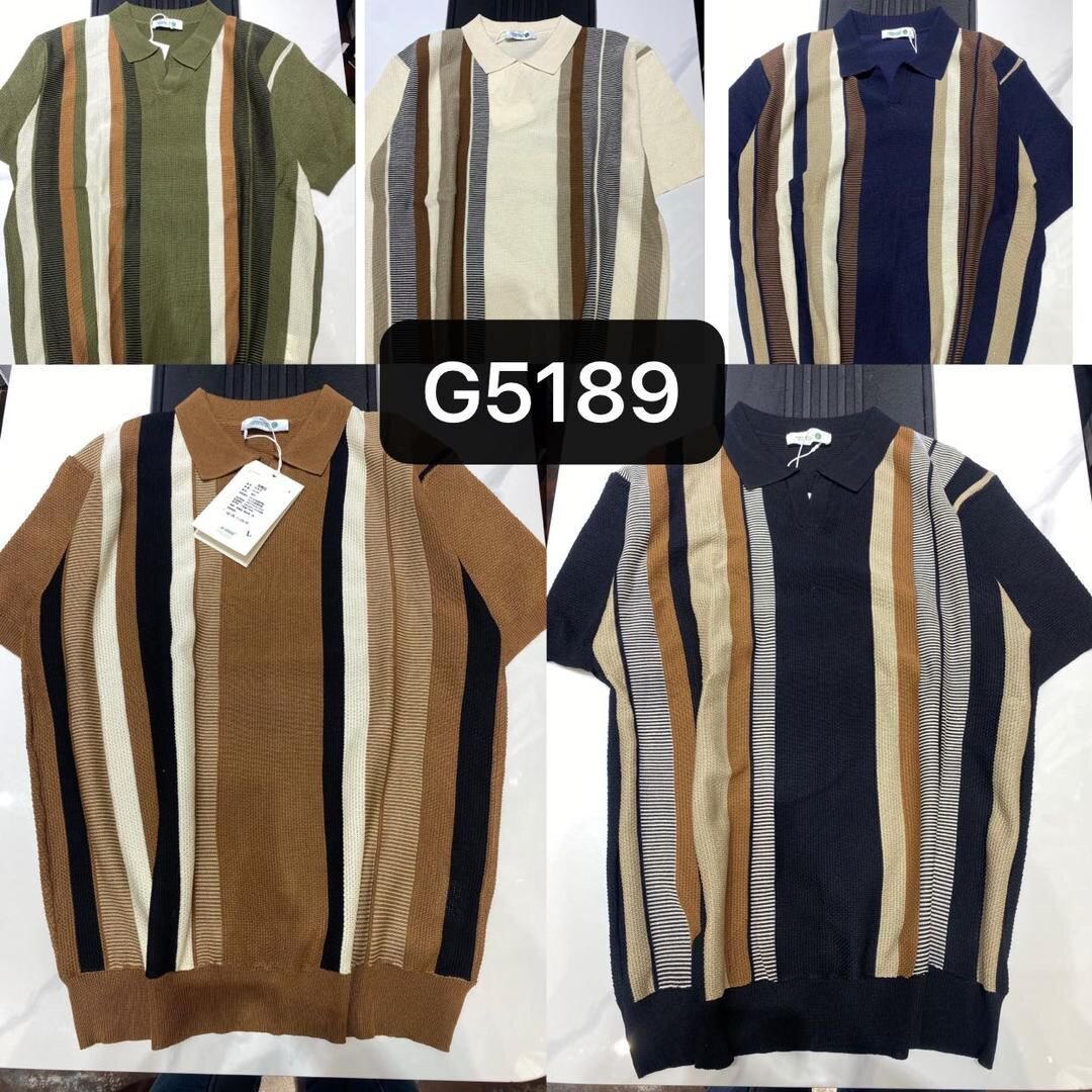 Polo en maille rayée homme