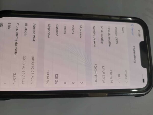 iPhone 14 , 128 Go Noir
