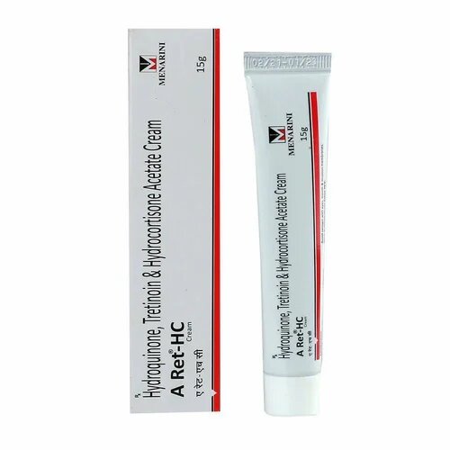 A RET HC CREAM contains Hydrocortisone, Hydroquinone, Tretin
