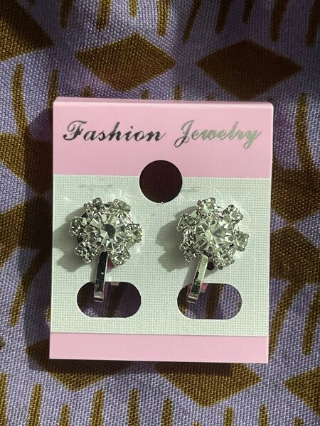 Crystal Flower Clip-On Earrings
