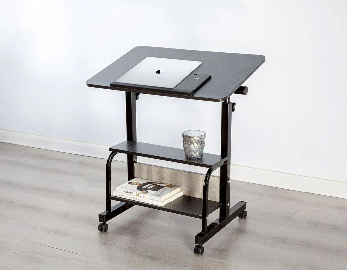 Foldable table with Shelves