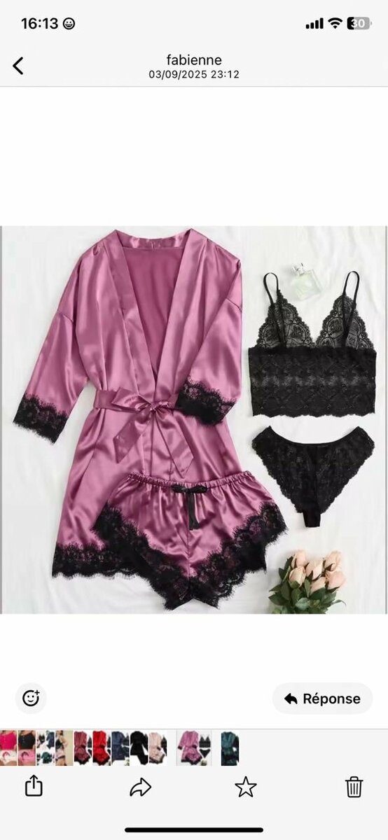 Ensemble lingerie satin dentelle