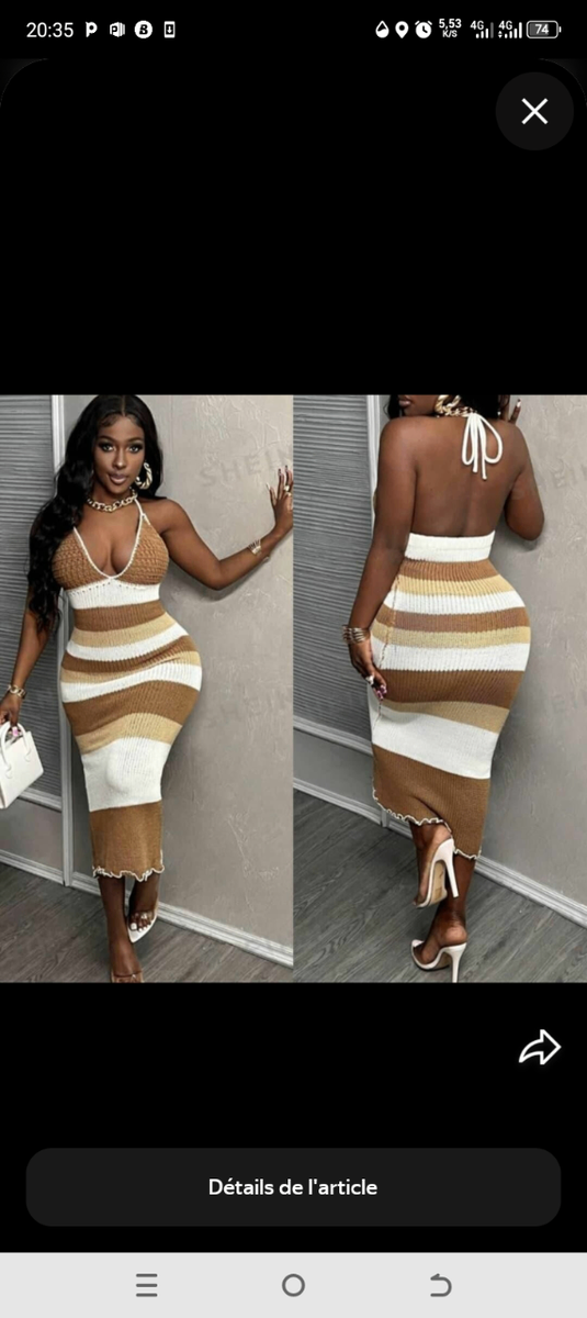 Robe Rayée Dos Nu Élégante