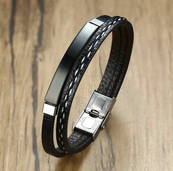 Bracelet en cuir élégant homme