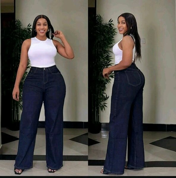 Jean évasé taille haute femme