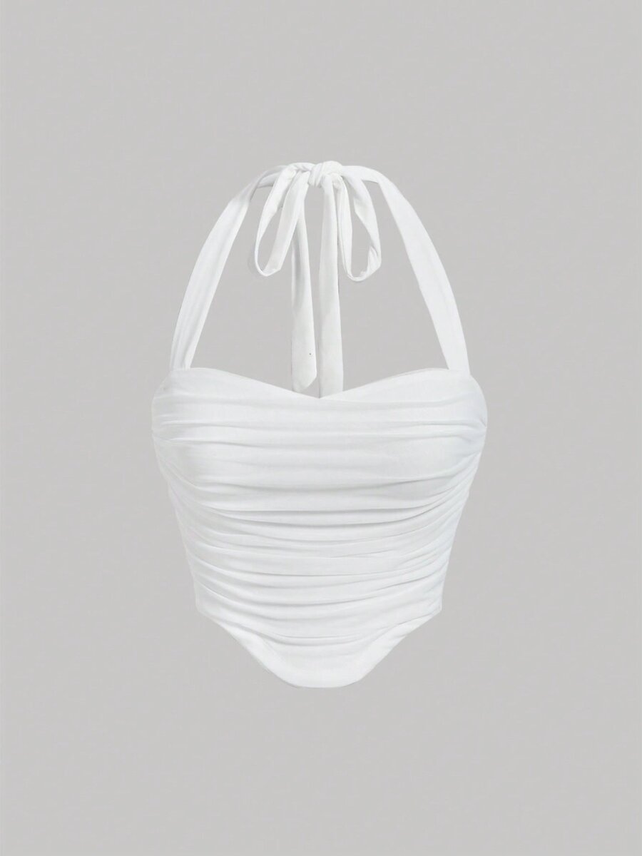 Bikini blanc drapé femme