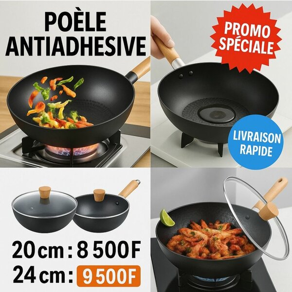 Poêle à manche avec couvercle