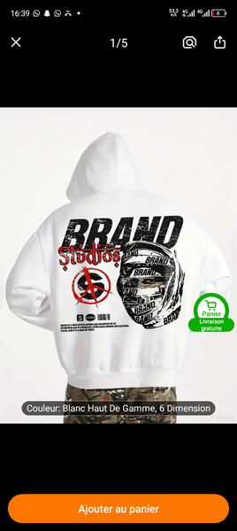 Sweat à Capuche Imprimé Homme