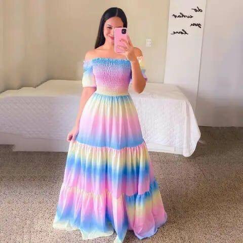 Robe longue dégradé de couleur