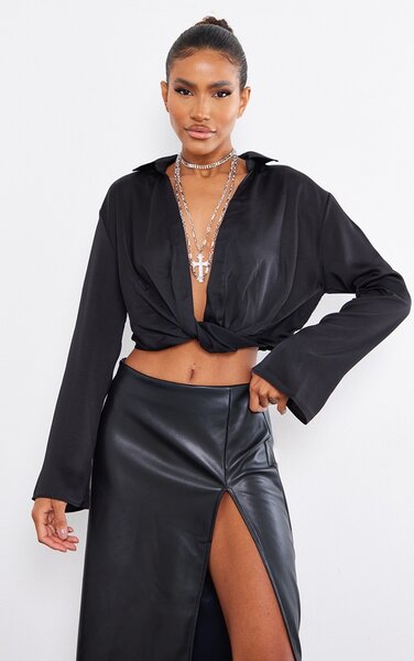Chemise Noire Nouée Femme