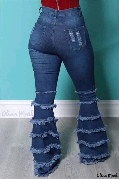 Jeans évasés déchirés femme