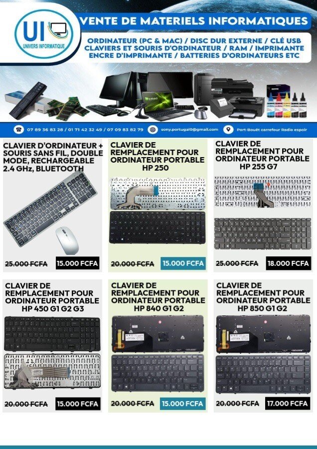 Clavier AZERTY pour Ordinateur Portable ( TOUTES MARQUES )