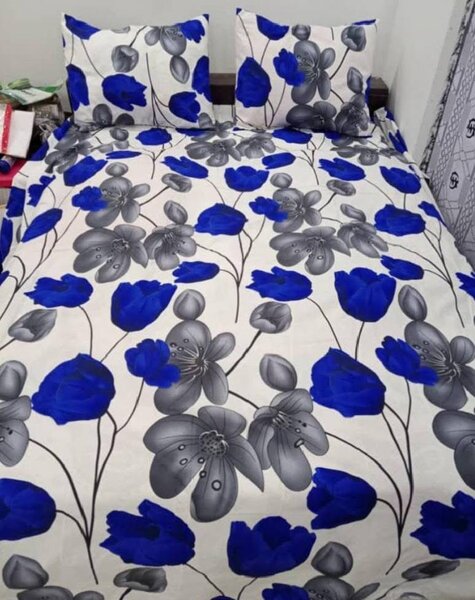 Parure de lit fleurs bleues