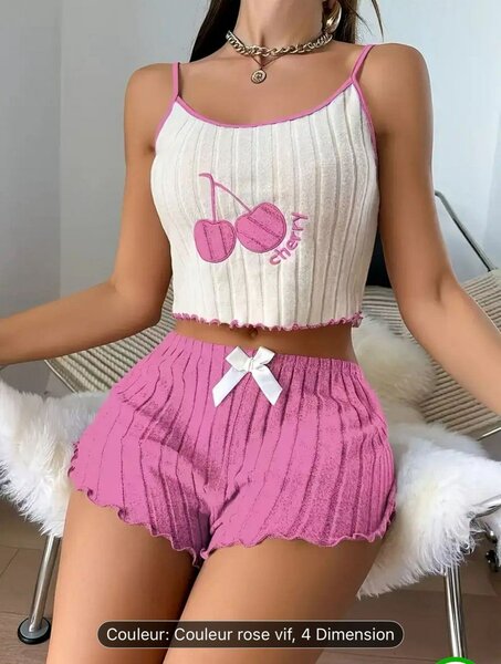 Ensemble Pyjama Côtelé Femme