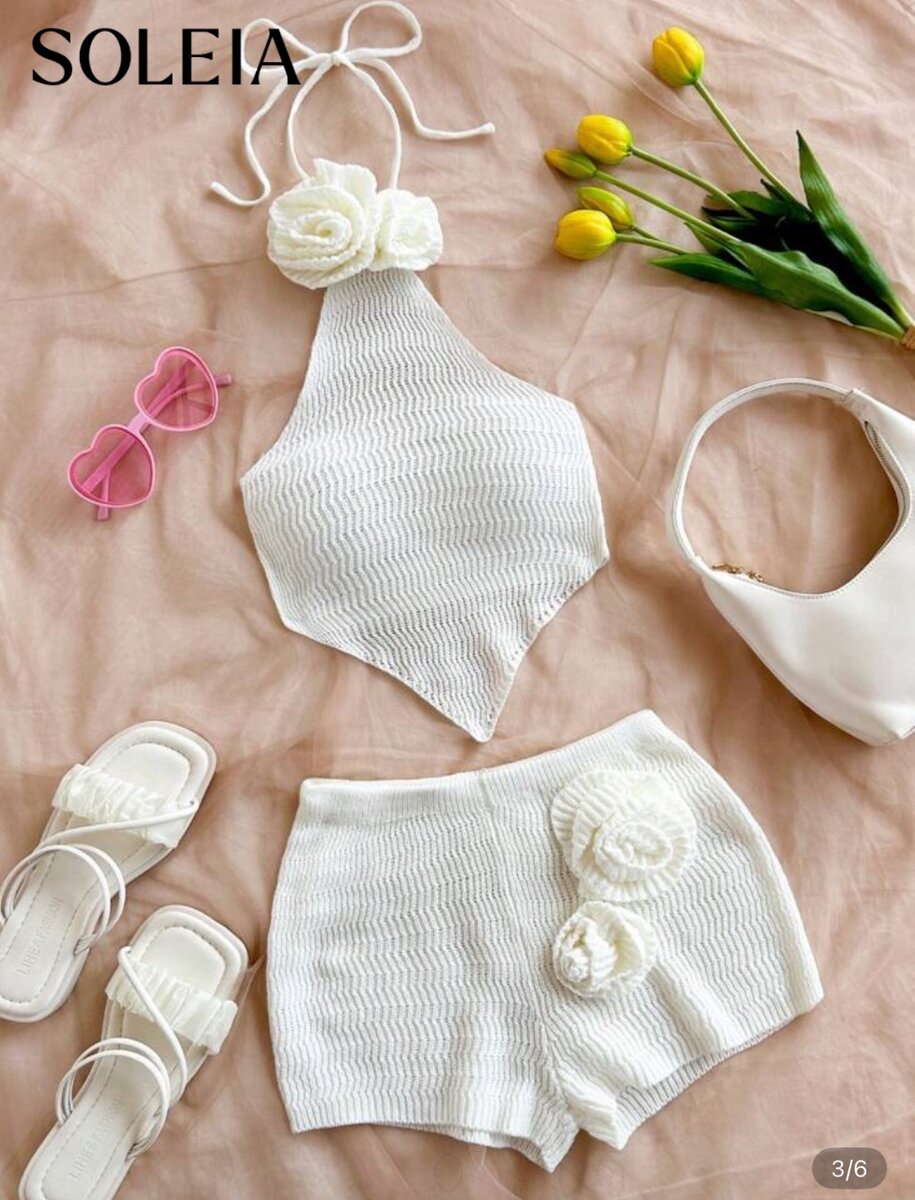 Ensemble été femme blanc élégant