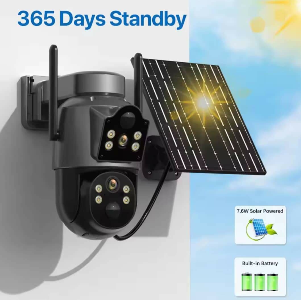 Caméra de surveillance extérieure solaire PTZ