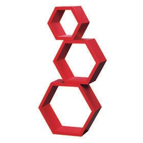 Étagère murale hexagonale rouge