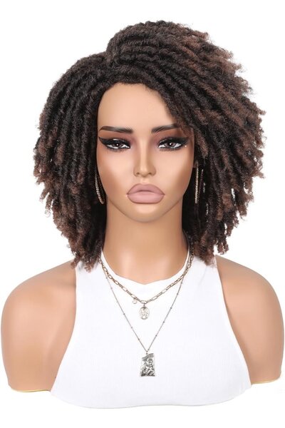 Perruque bouclée brune volumineuse