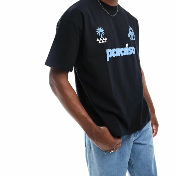 T-shirt noir graphique homme