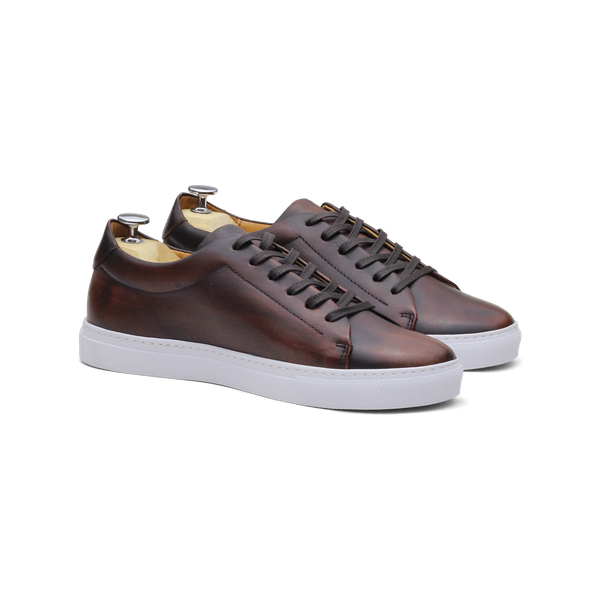 Sneakers en cuir marron homme