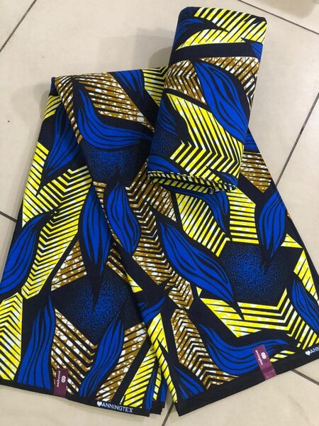 Tissu bleu jaune