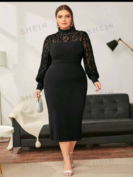 Shein contrast mesh bodycon dress