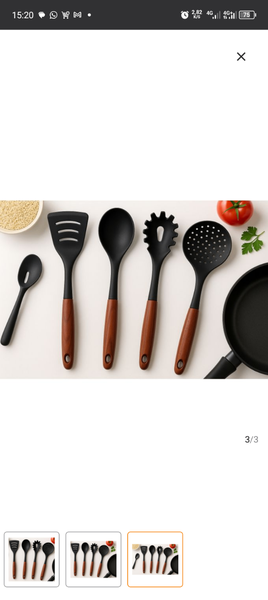 Ensemble Ustensiles Cuisine Bois et Nylon