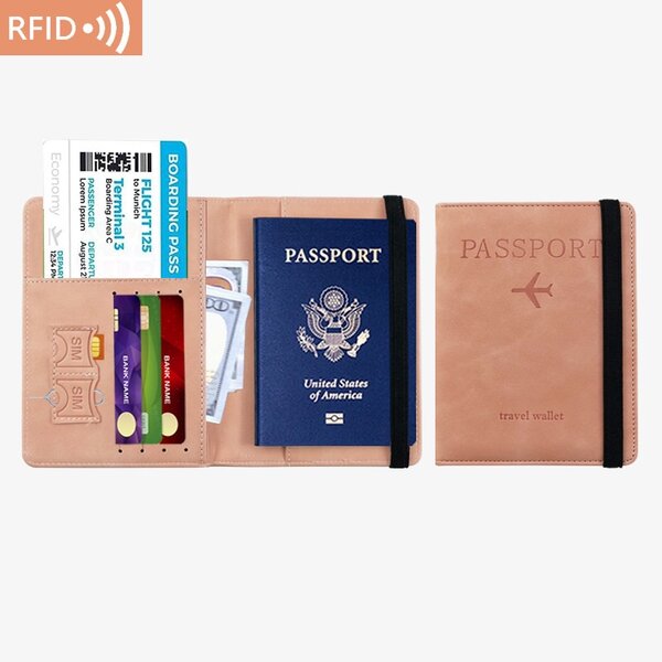 Etui passeport en cuir PU Rose