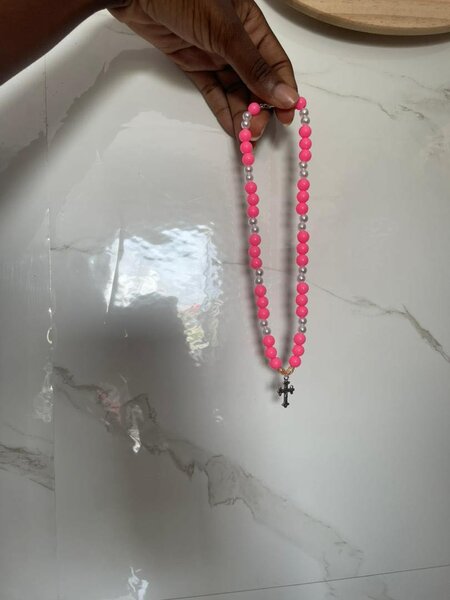 Collier rose perles