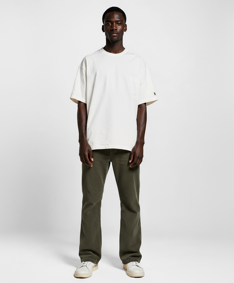 Pantalon en velours côtelé gris