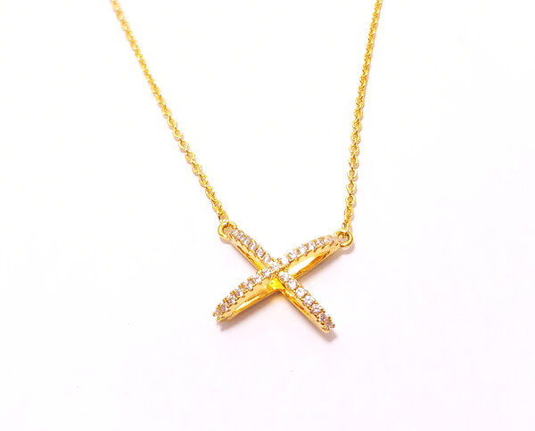 Collier doré "X" élégant