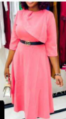 Robe à manches trois-quarts et revers sur la poitrine, rose