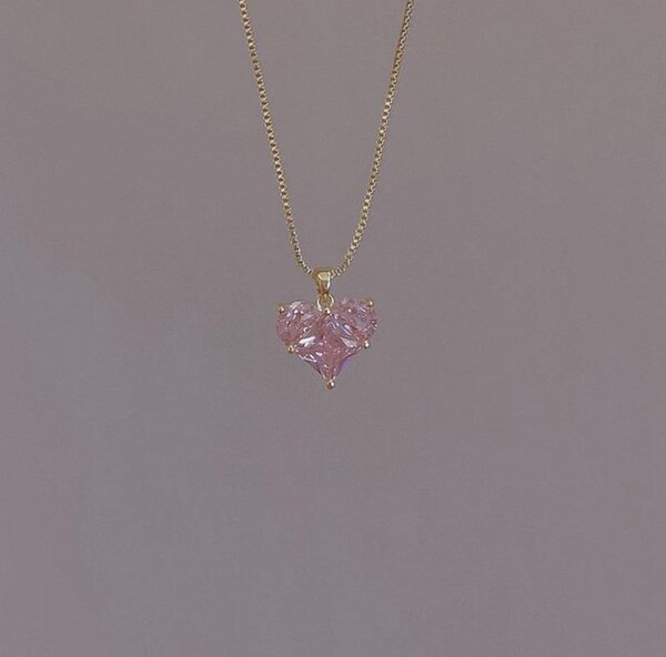 Ladies Crystal Love Heart Necklace Jewelry