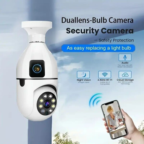 Caméra WiFi à double objectif, caméra de surveillance domest