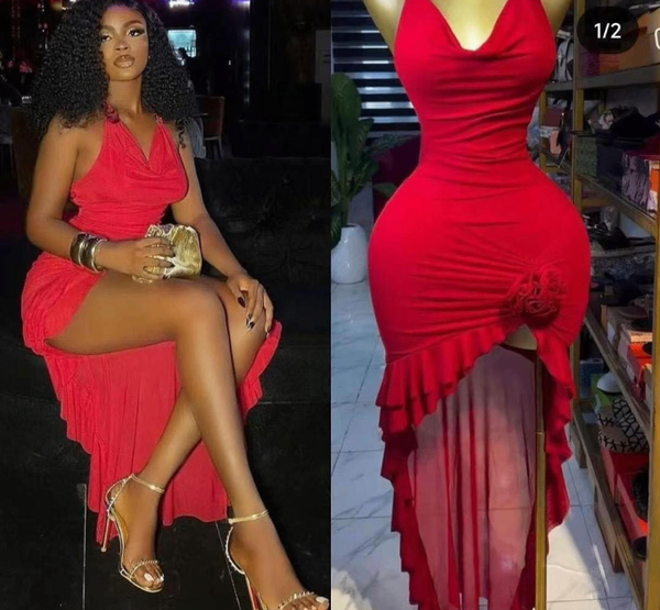 Robe Rouge Élegante Asymétrique