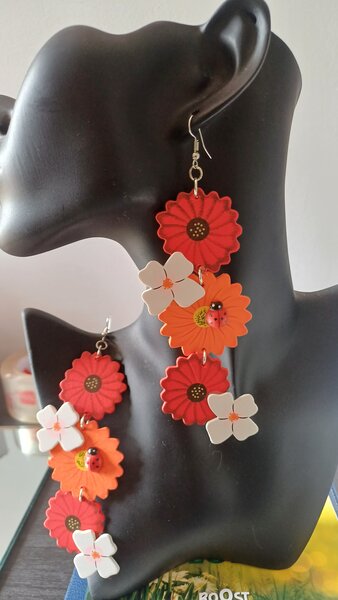 Boucles d'oreilles florales colorées