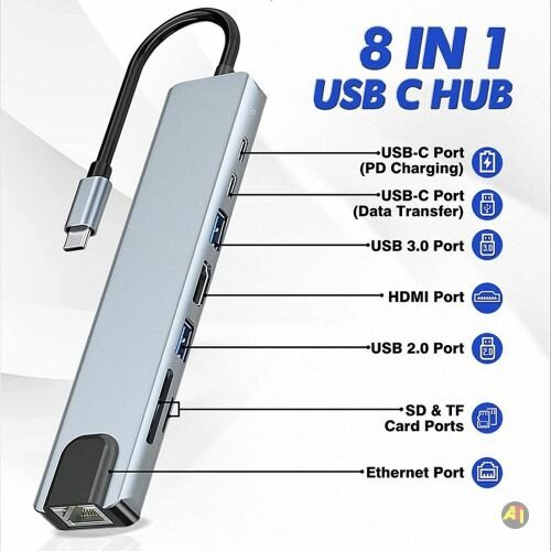 Hub USB-C 8 en 1 Multifonction