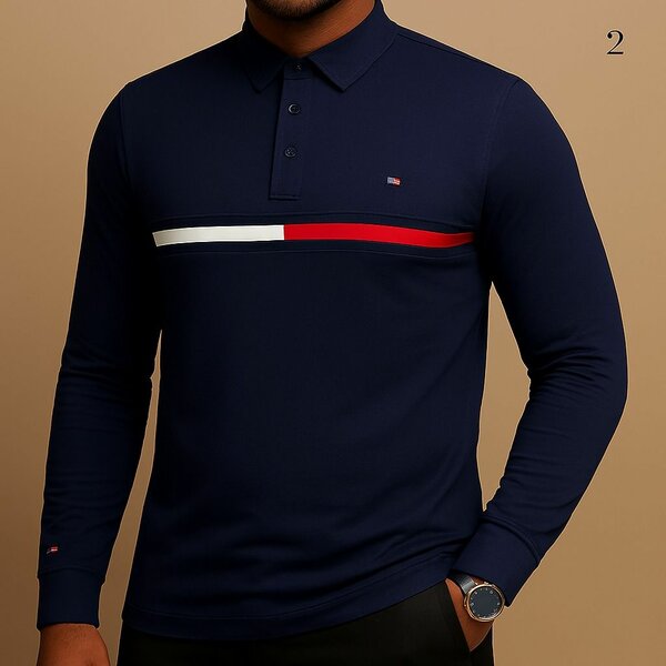 Polo Homme Élegant à Manches Longues