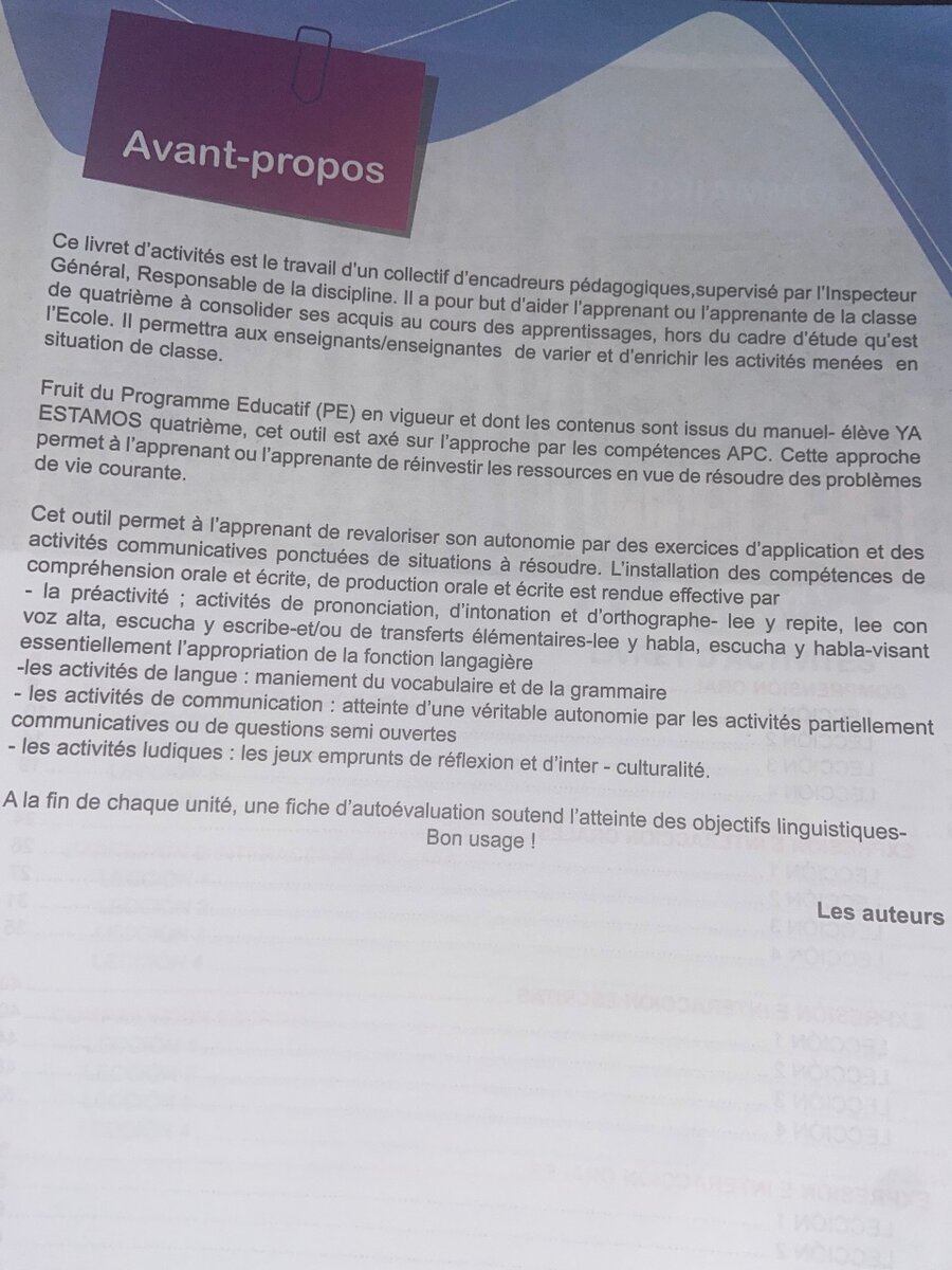 Livret  Espagnol