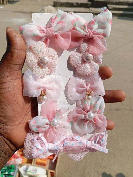 Barettes en Fleurs Rose Bébé