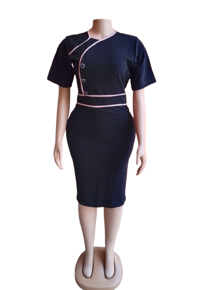 Ladies Bodycon Gown Dress-Black-Medium