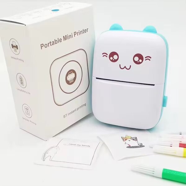 Portable Mini Thermal Printer + 4 Paper Rolls